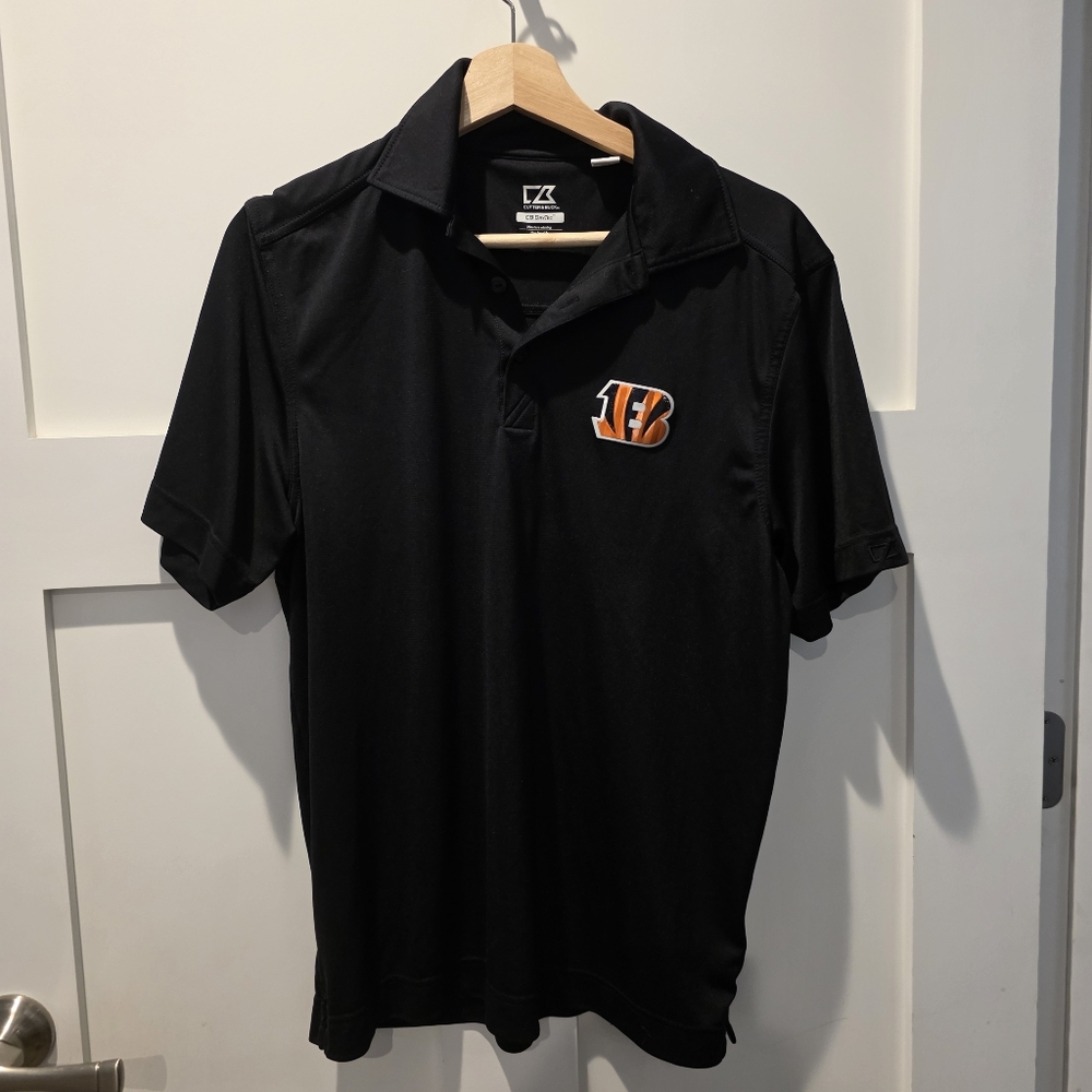 Cutter & Buck CB DryTec Men's Polo Shirt Cincinnati Bengals NFL Black Small